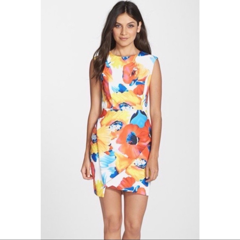 Petite Asymmetrical Floral Dress